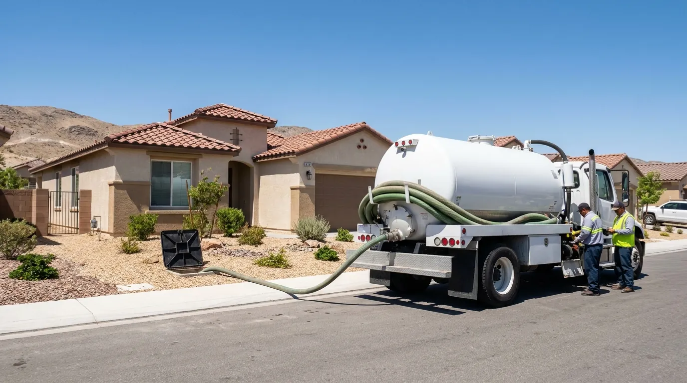 Septic service truck at a Winchester, NV home