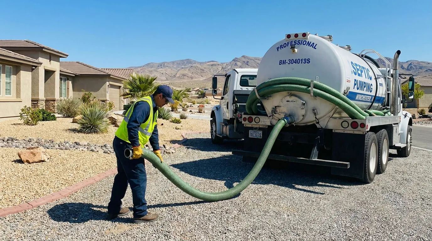 Technician pumping a septic tank in Winchester, NV
